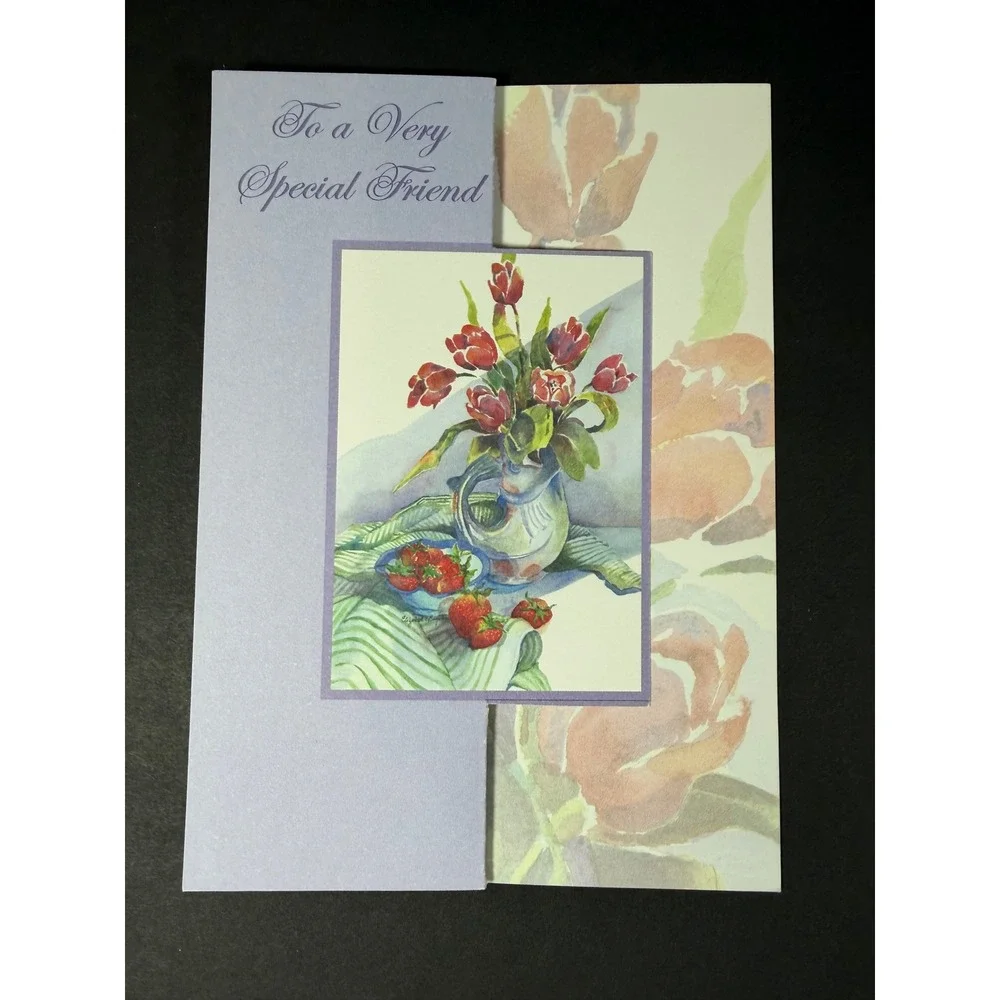 VTG PVA Friendship Greeting Cards Set 5 Blue Floral Butterfly Note Cards